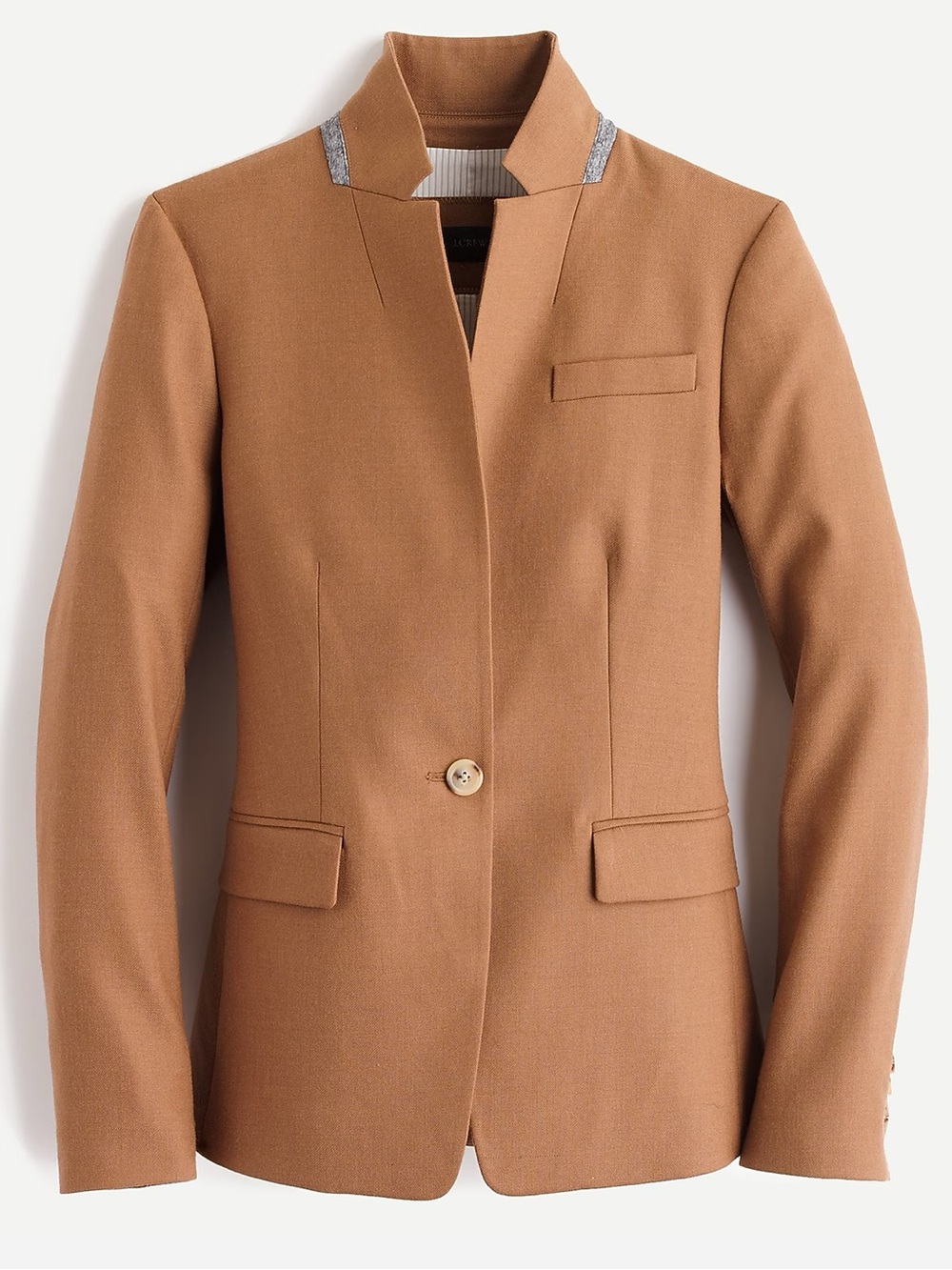 J. Crew Regent Blazer Wool Flannel Camel Tan Brown Single Button Size 4 Office